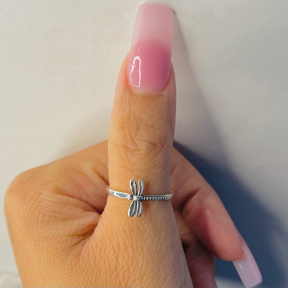 Sterling silver sideways dragonfly ring, dragonfly ring, silver dragonfly ring